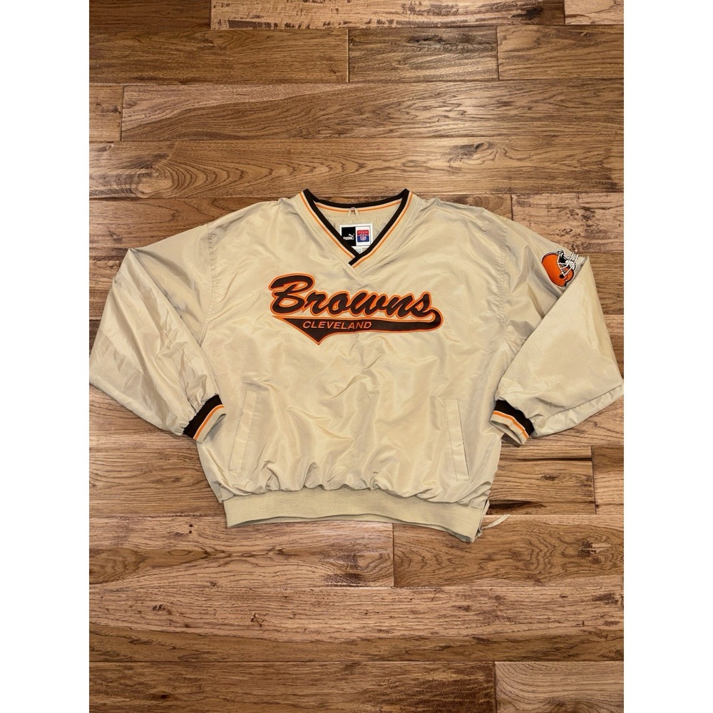 Vtg Puma Cleveland Browns Pullover Windbreaker Jacket Men's Sz XL 90s Retro EUC!